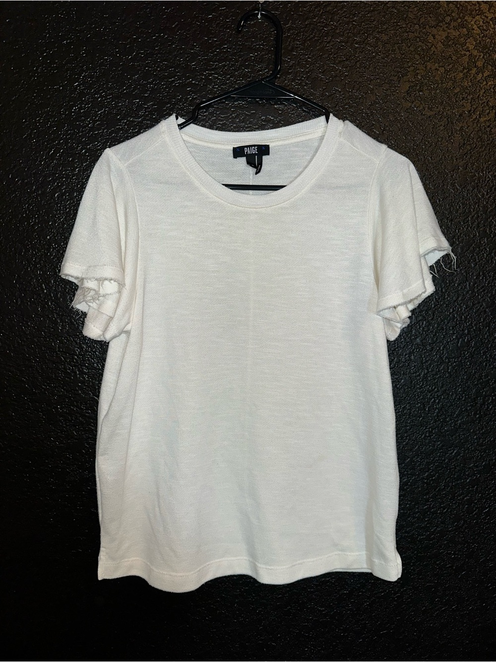 PAIGE Brielle Ivory White Short Sleeve Ruffle Sleeve Tee size small